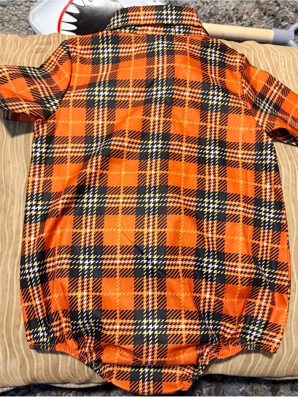 Classic Orange Plaid Button-Front Baby One-Piece Bodysuit